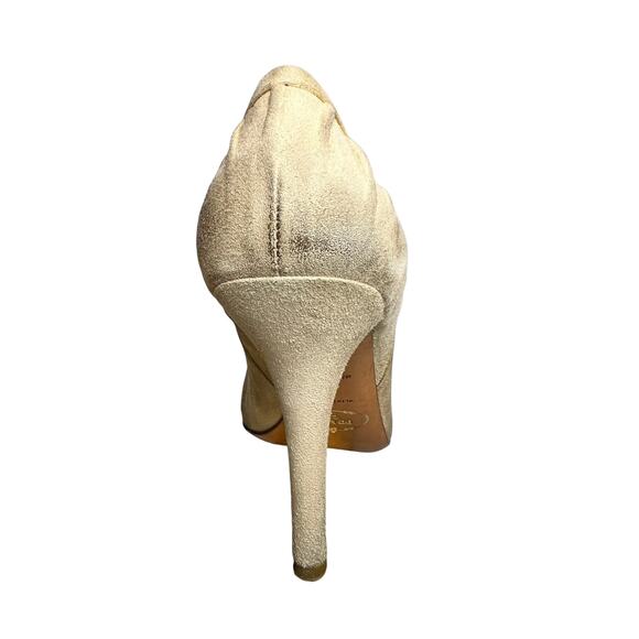 Prada Suede Peep Toe Heels Pleated Detail Neutral Tan | EU 37 - Picture 7 of 15